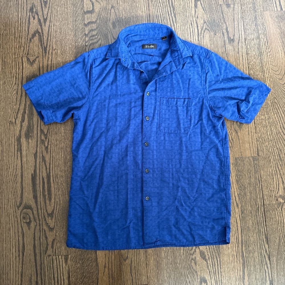Tasso Ella Blue Silk Button Up Shirt